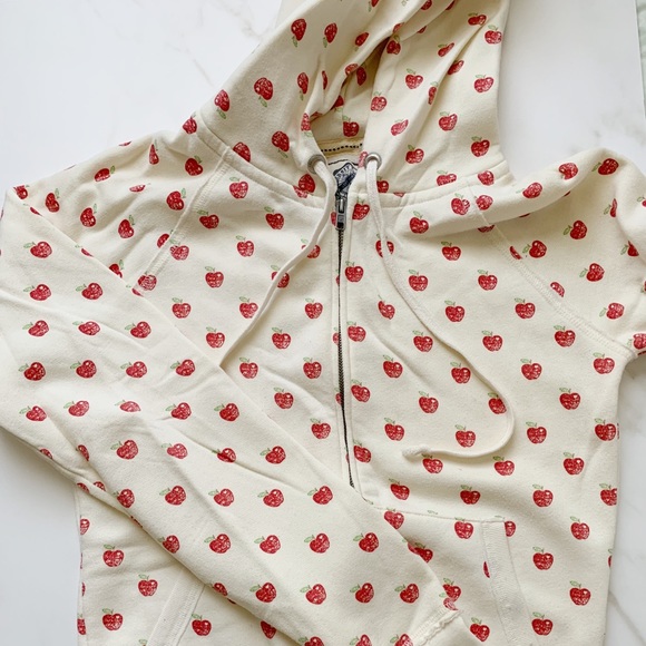 PINK Victoria's Secret Tops - Apple Print Fleece Hoodie PINK Victoria's Secret Tops - Apple Print Fleece Hoodie